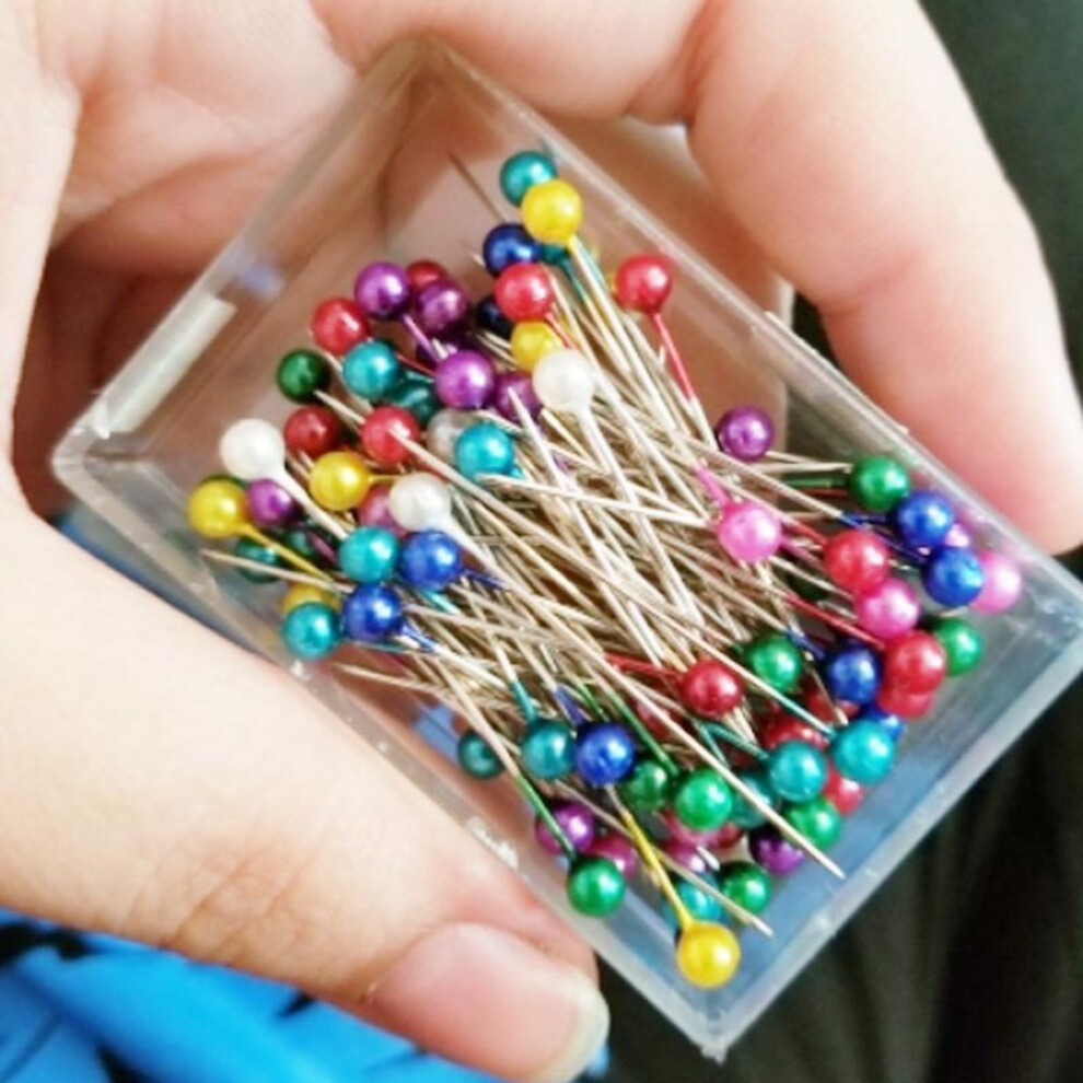 (100PC) Exquisit 100pcs/200 Pcs/lot Popular Dressmaking Pins Dress Craft Pearl Head Colorful Weddings Corsage Diy Florists Sewing Pin  Manual Accessories