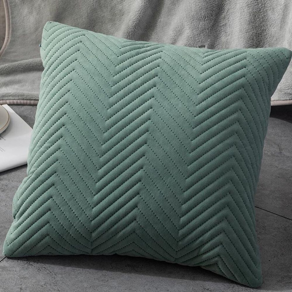 (light green) Quilted Velvet Pillowcase Throw Pillow Covers Home Cojines Decor Simple Sofa Cushion Cover Decor