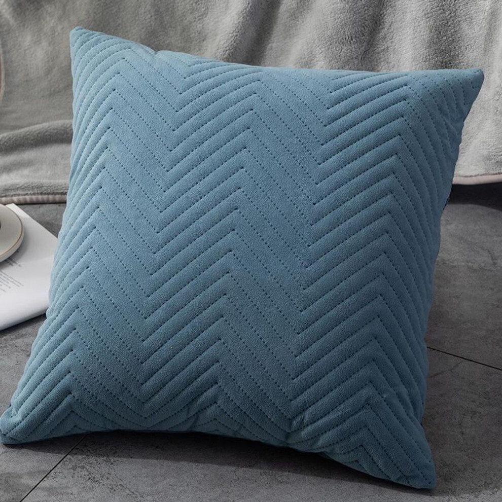 (blue) Quilted Velvet Pillowcase Throw Pillow Covers Home Cojines Decor Simple Sofa Cushion Cover Decor