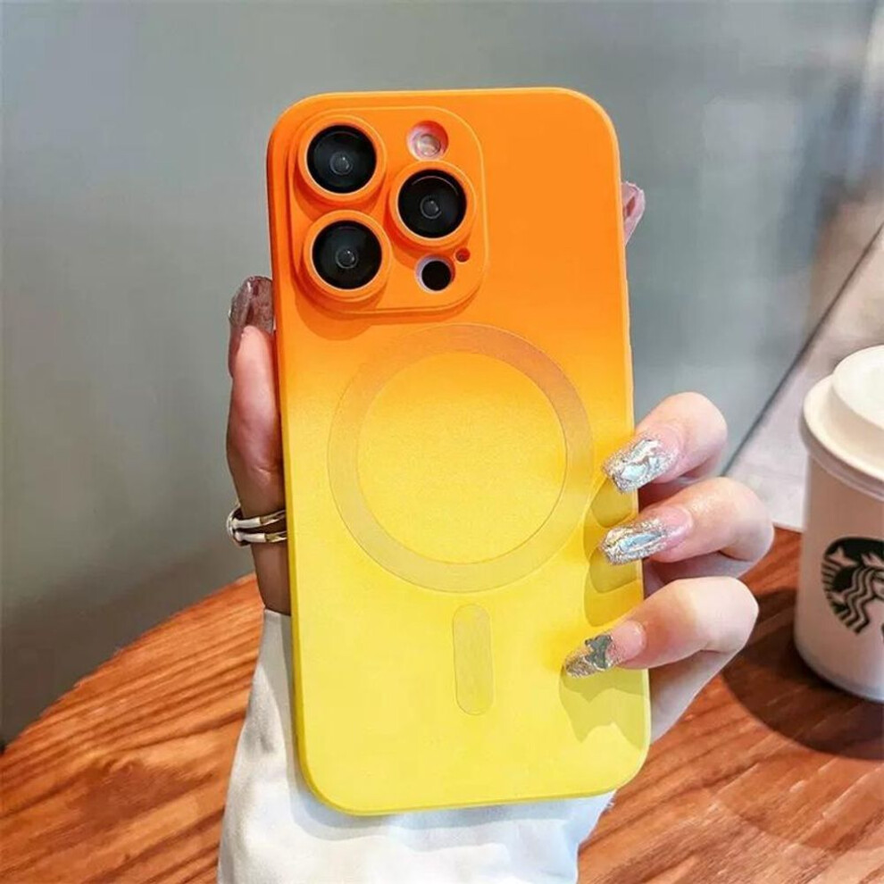 (orange, For iPhone 14 PLUS) Luxury Silicone Magsafe Magnetic Wireless Charging Case For iPhone 15 14 Plus 13 12 11 Pro Max/Samsung S23 S22 Ultra S21 Shockproof Soft Cover