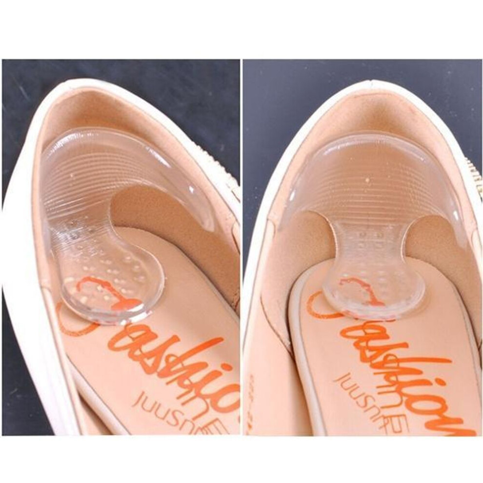 (white) 2 Pair Silicone Shoe High Heel Dance Insole Pad Cushion Gel Grips Foot Protector