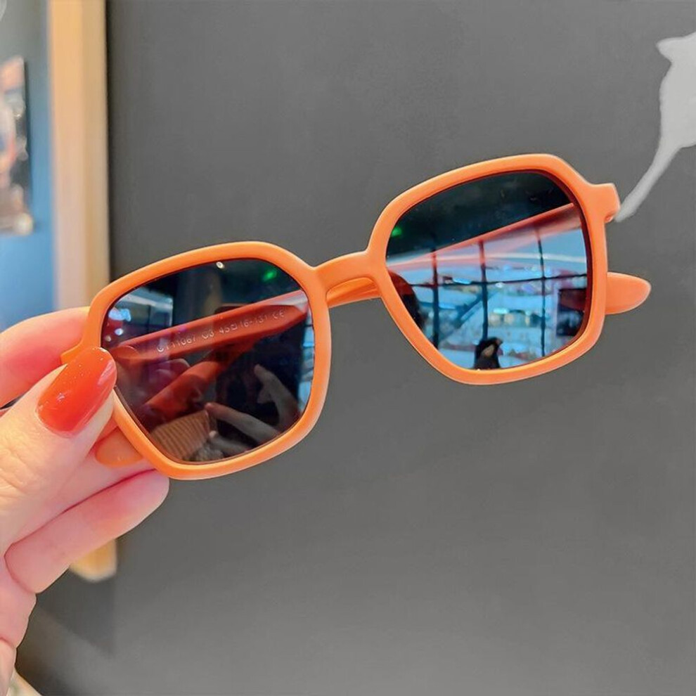 (orange) Summer New Kids Sunglasses Outdoor Beach Uv400 Protection Girls Boys Sunscreen Glasses Round Frame Eyewear