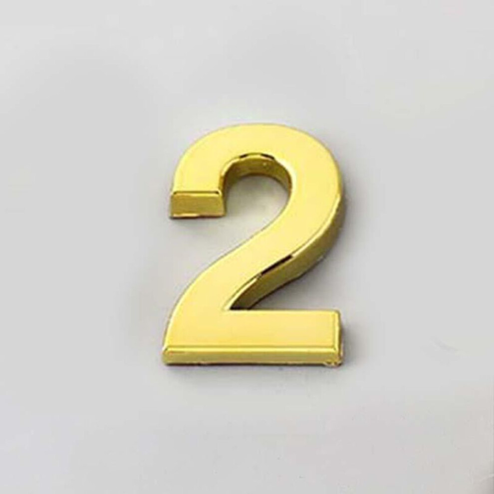 (Gold/2) 5cm 0-9 Sign Number Plate Digits Sticker Door Address Hotel House Modern Number