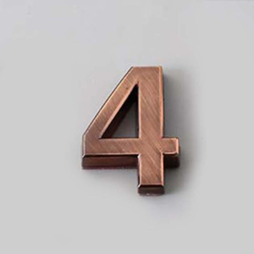 (Bronze/4) 5CM 0-9 Sign Number Plate Digits Sticker Door Address Hotel House Modern Number