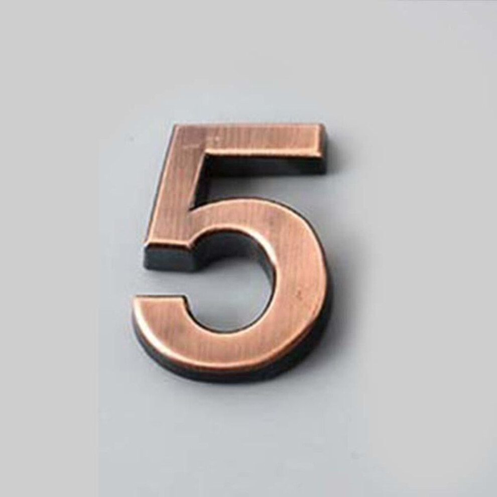 (Bronze/5) 5cm 0-9 Sign Number Plate Digits Sticker Door Address Hotel House Modern Number