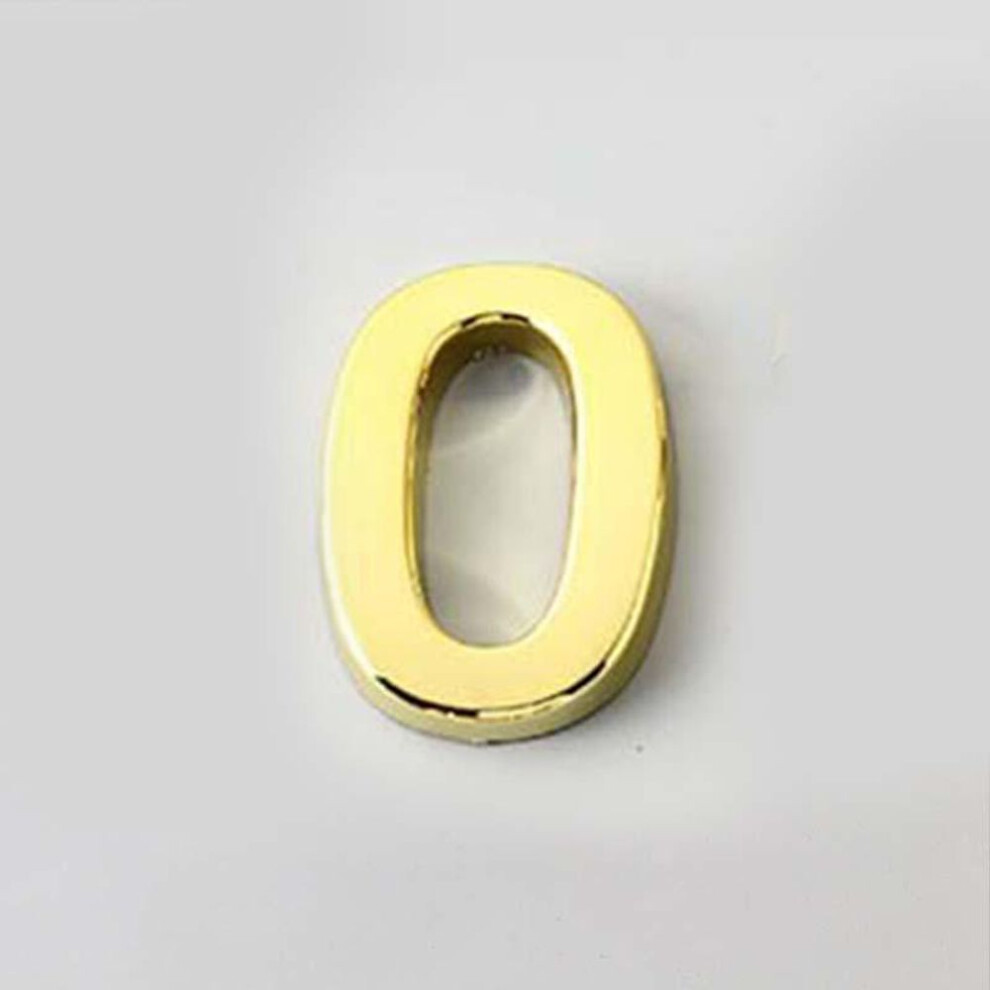 (Gold/0) 5cm 0-9 Sign Number Plate Digits Sticker Door Address Hotel House Modern Number