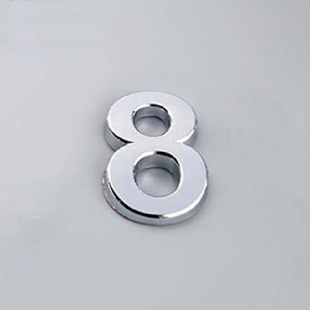 (Silver/8) 5cm 0-9 Sign Number Plate Digits Sticker Door Address Hotel House Modern Number