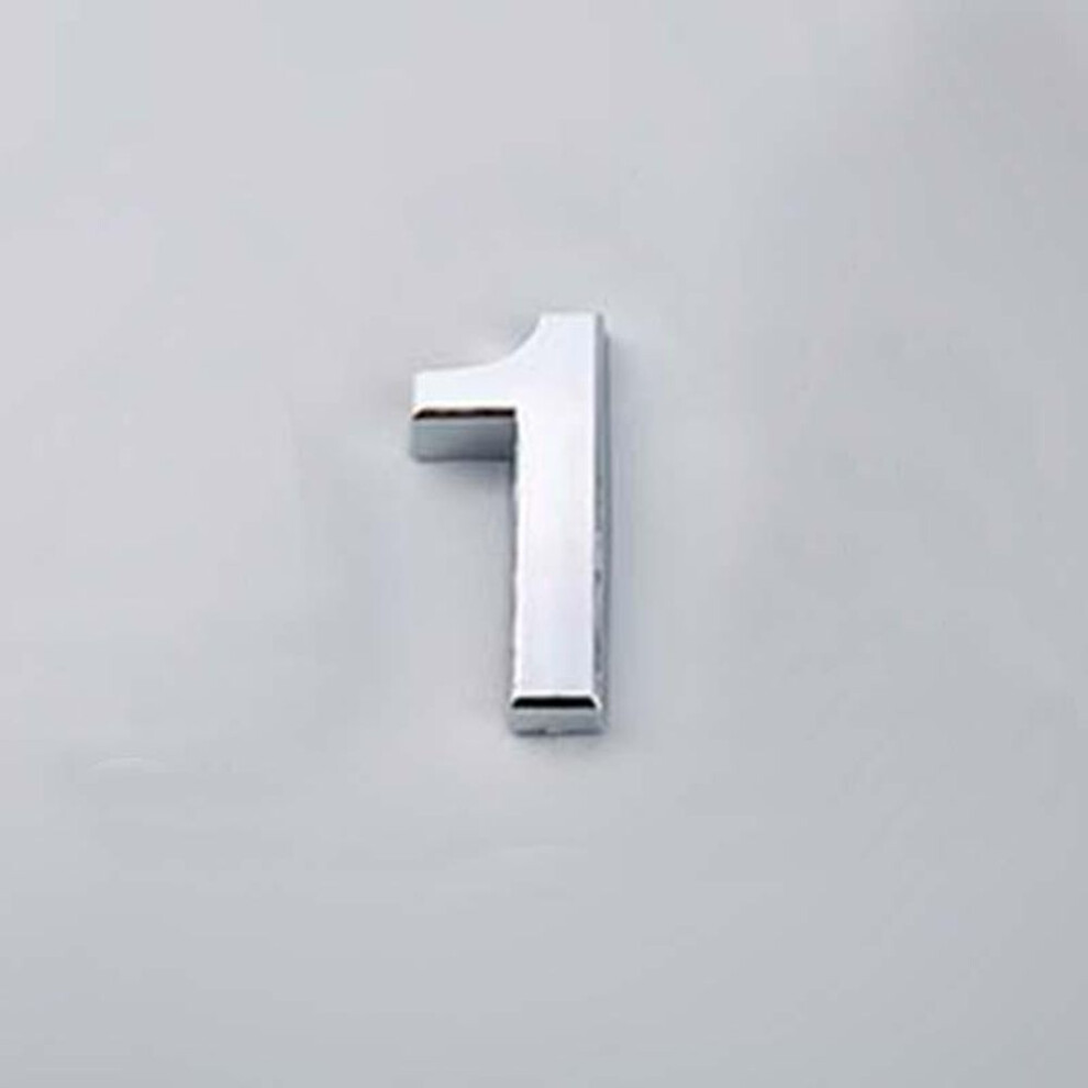(Silver/1) 5cm 0-9 Sign Number Plate Digits Sticker Door Address Hotel House Modern Number