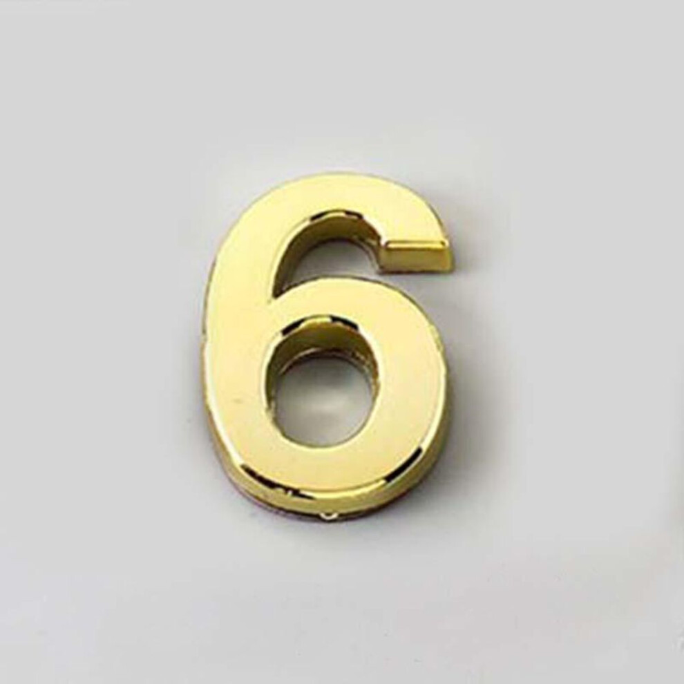 (Gold/6) 5cm 0-9 Sign Number Plate Digits Sticker Door Address Hotel House Modern Number