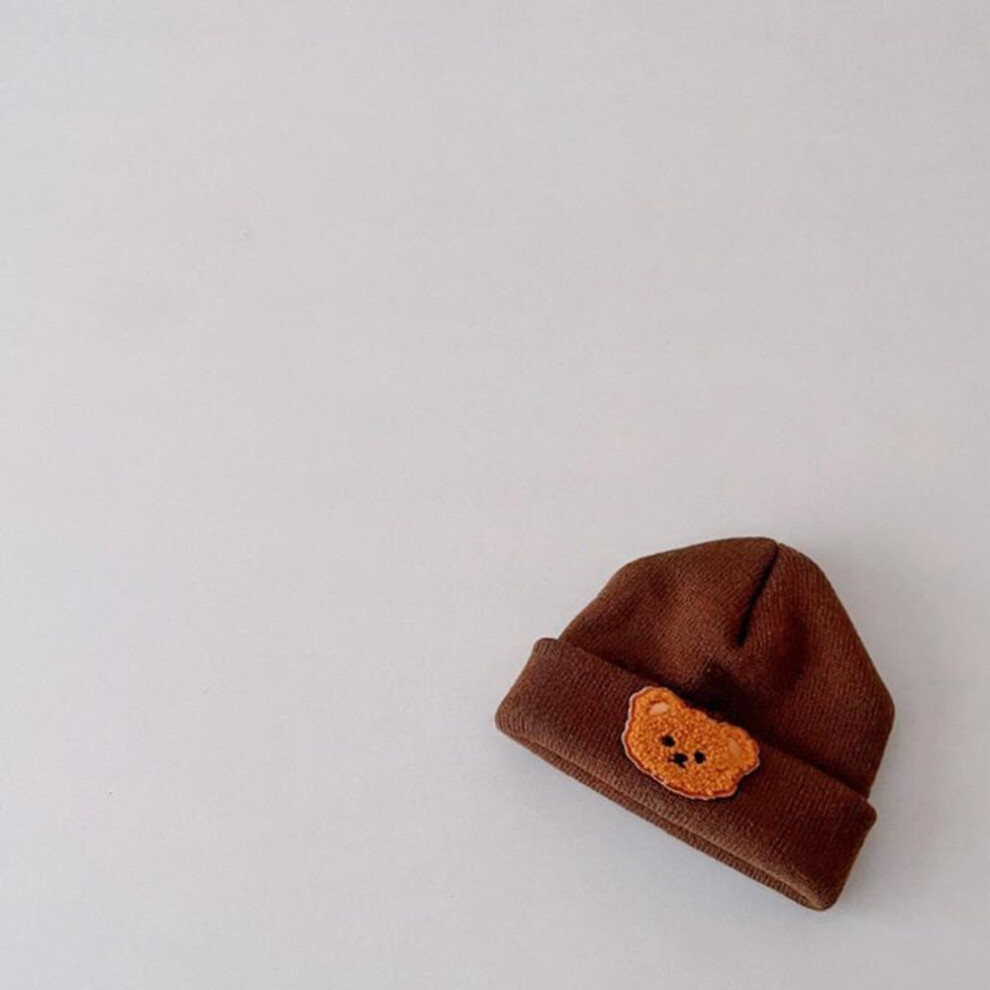 (brown) Korean Cartoon Bear Baby Hat Winter Warm Knitted Newborn Boys Girls Cap Beanies Soft Infant Toddler Hat Kids Caps Bonnet