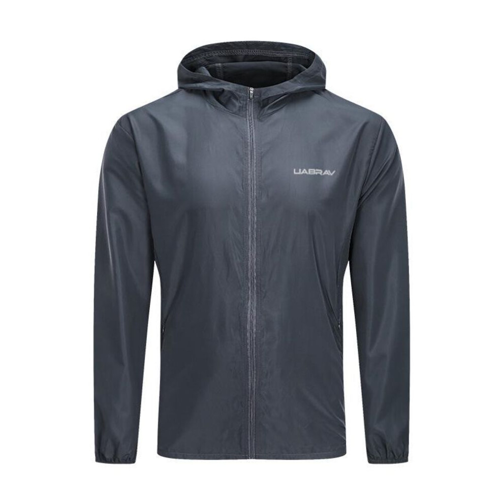 (dark gray, L) Scione Autumn And Winter Thin Sports Jacket Men Outdoor Casual Running Hooded Fitness Jacket