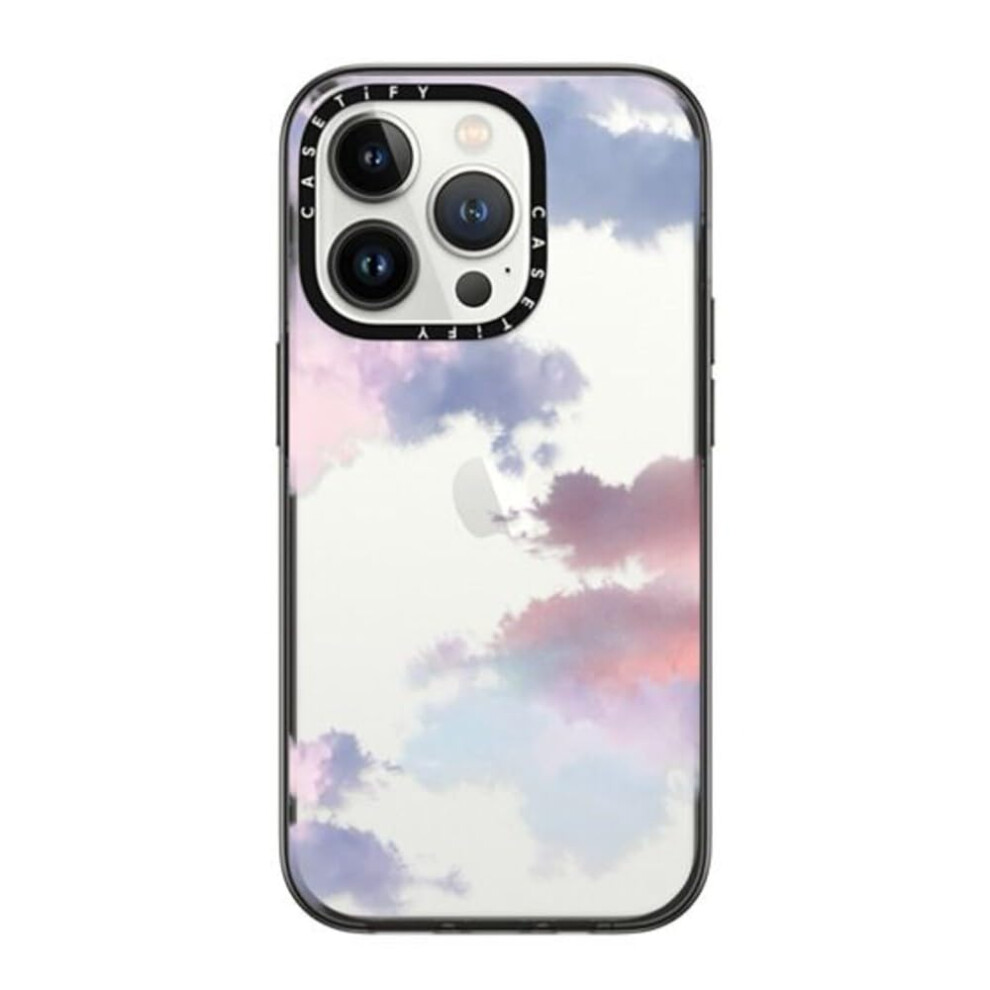 Coque compacte CASETiFY pour iPhone 14 Pro [Test de chute de qualit    militaire 2X / Protection contre les chutes de 1,2 m] - Nuages - Noir transp
