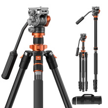 K&F Concept 83 inch/211cm Camera Video Tripod for DSLR Compact Aluminum Tripod with fluid Head and 5KG Load for Travel and Work K234A7+FH-03