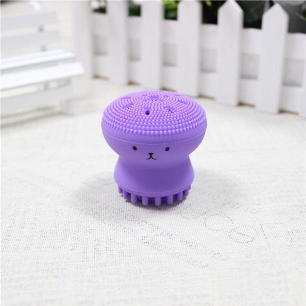 (purple) Silicone Octopus Facial Cleanser Brush Deep Cleaning Face Skin Care Scrubber Massage
