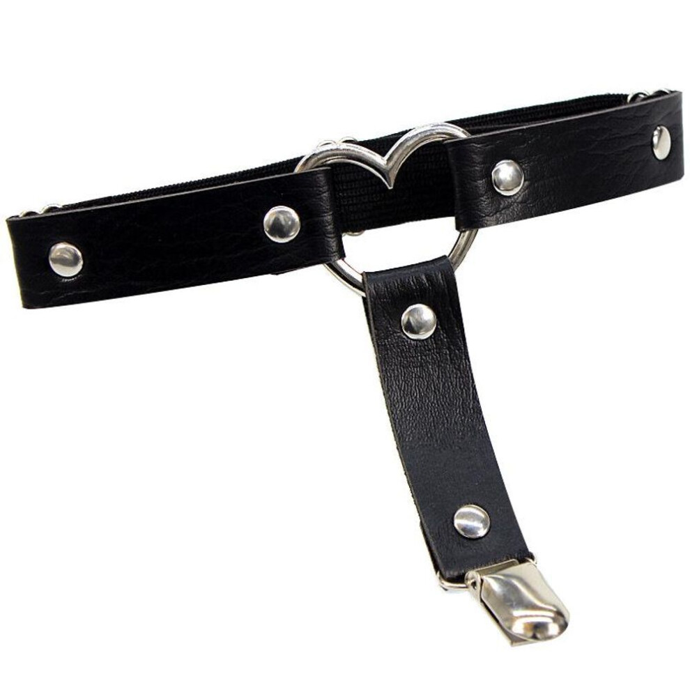 (black) Punk Heart Garter Belt Sexy Women Pu Leather Belt Lady Girls Elasticity Body Harness Tight Suspender Strap