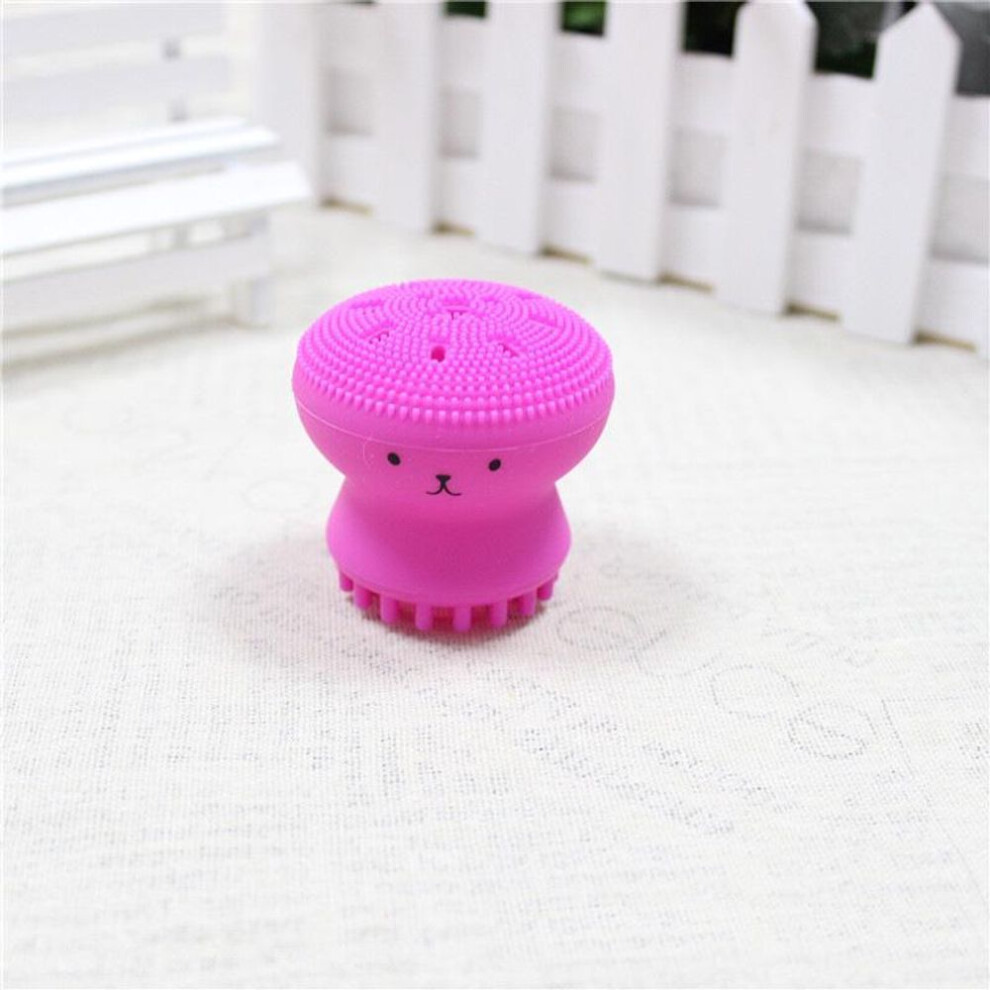 (rose) Silicone Octopus Facial Cleanser Brush Deep Cleaning Face Skin Care Scrubber Massage