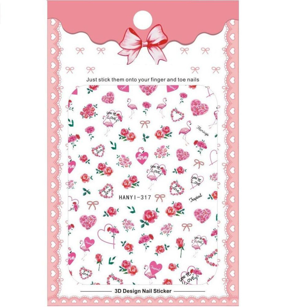 (as the picture) 1 Sheet Romantic Valentines Day Nail Sticker Decal Adhesive Wrap Slider Nail Art Decoration Manicure Tool