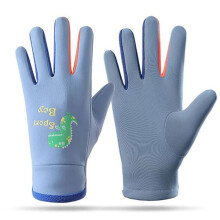 (blue, S) 1 Pair Kids Cycling Gloves Water-Resistant Cartoon Print Outdoor Thermal Mittens Fleece Lining Winter