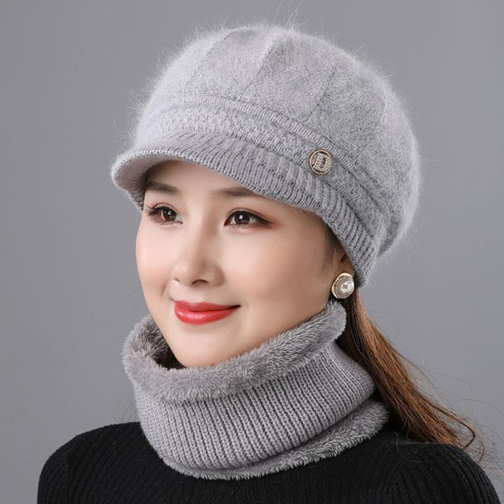 (grey, Single cap [cap only]) Women&apos;s Warm Knitted Winter Hat Warm Hat With Padded Fleece Lining And Ear Protection With Sun Visor Brim