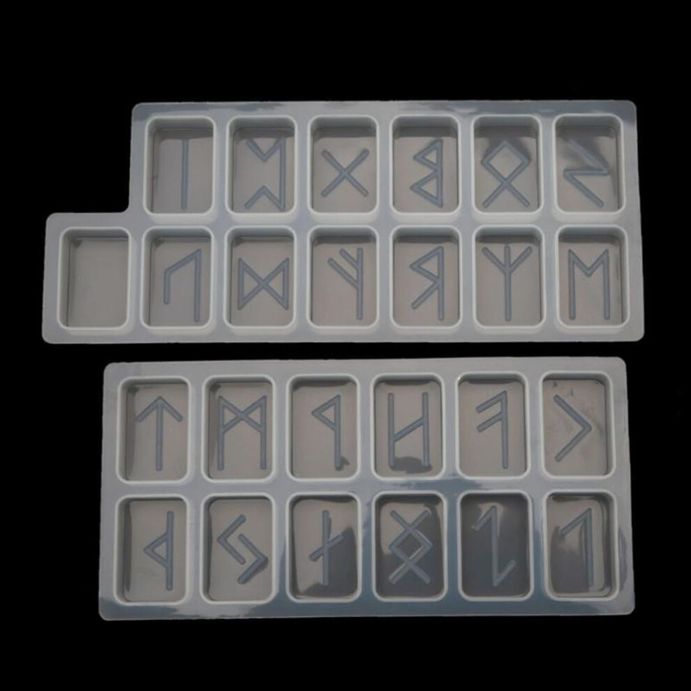 Rune Stones Wicca Crystals Mold With Engraved Elder Futhark Alphabet Viking Rune Hand Resin Casting Mold Kit Witchcraft