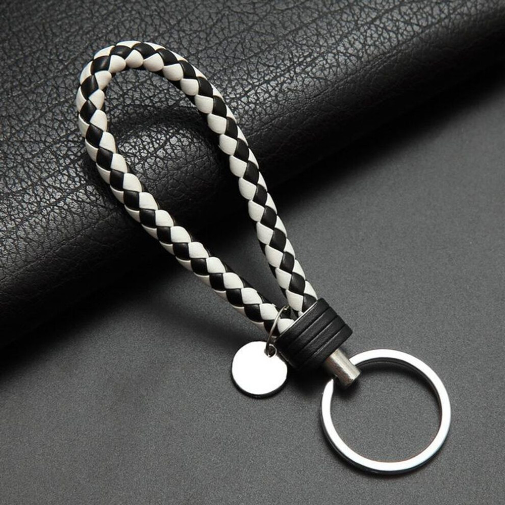 (Other) Fashion Woven Handmade Leather Rope Woven Keychain Metal Key Rings Key Chains Men Or Women Key Holder Key Cover Auto Keyring Gifts