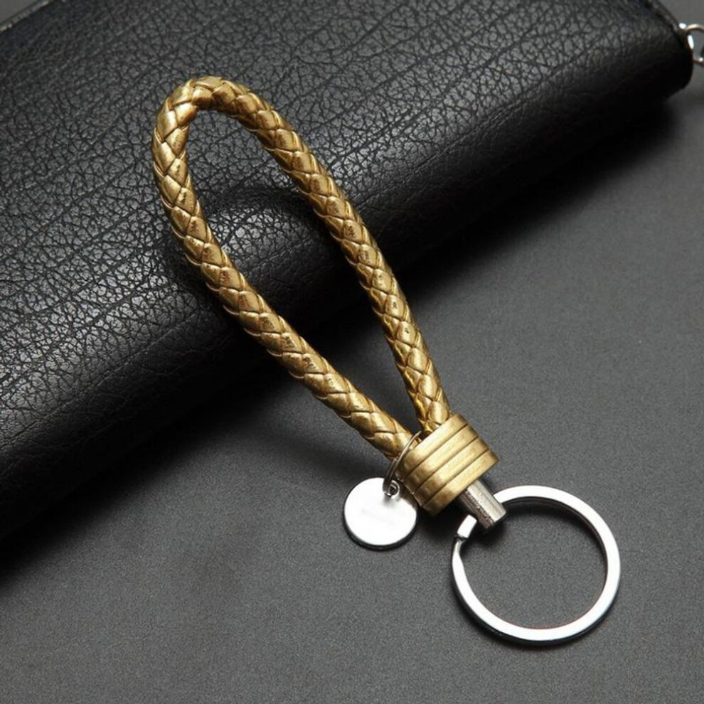 (Other) Fashion Woven Handmade Leather Rope Woven Keychain Metal Key Rings Key Chains Men Or Women Key Holder Key Cover Auto Keyring Gifts