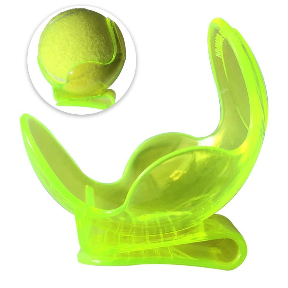 (yellow) 1Pcs Transparent Tennis Ball Clip Plastic Tennis Training Ball Holder