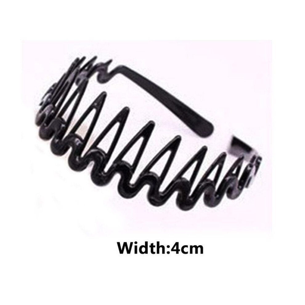 (B) Men&apos;s Metal Sport Headband Headwear Women Elastic Wavy Hairband Hairband Unisex Hair Accessories