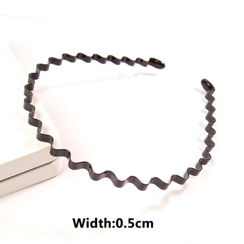 (H) Men's Metal Sport Headband Headwear Women Elastic Wavy Hairband Hairband Unisex Hair Accessories