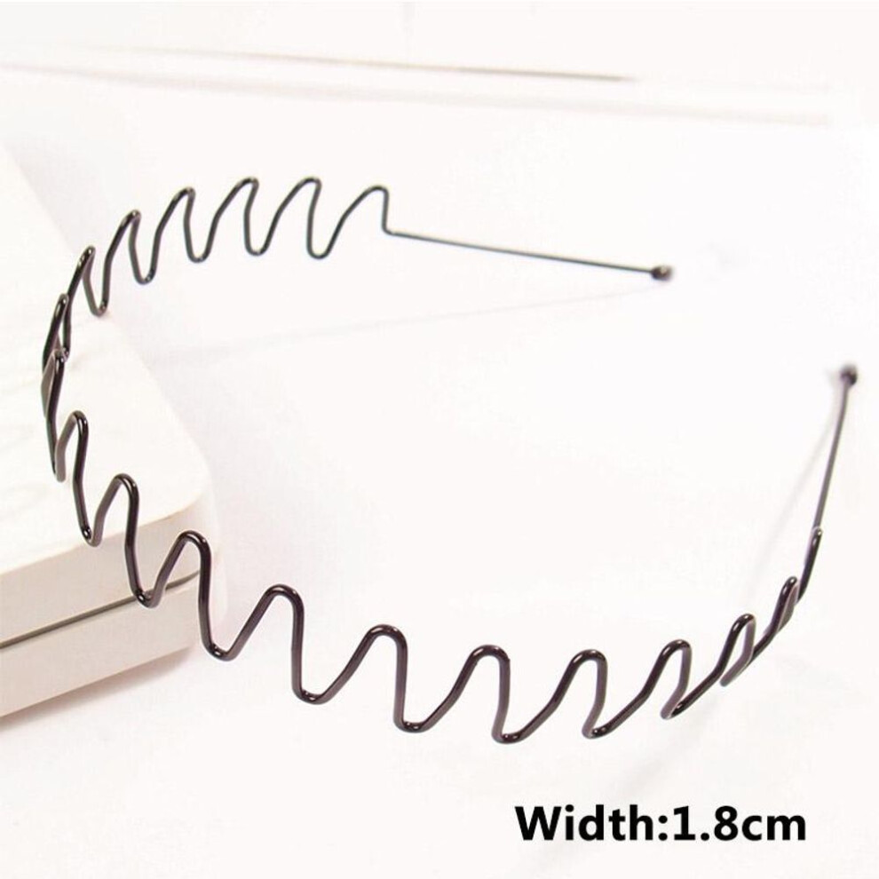 (A) Men's Metal Sport Headband Headwear Women Elastic Wavy Hairband Hairband Unisex Hair Accessories