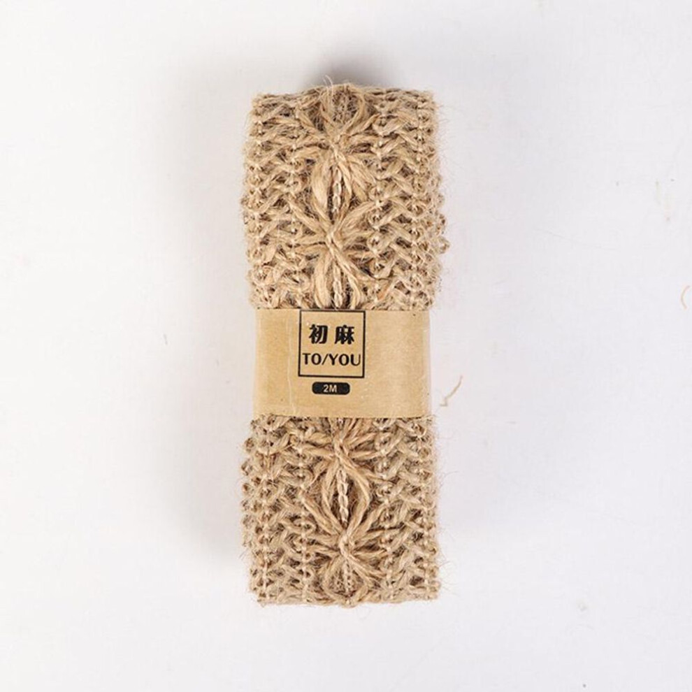 (G) Festival Decoration Crafts Natural Ribbon Jute Burlap Diy Party Supplies Hemp Ribbon Gift 2m/roll