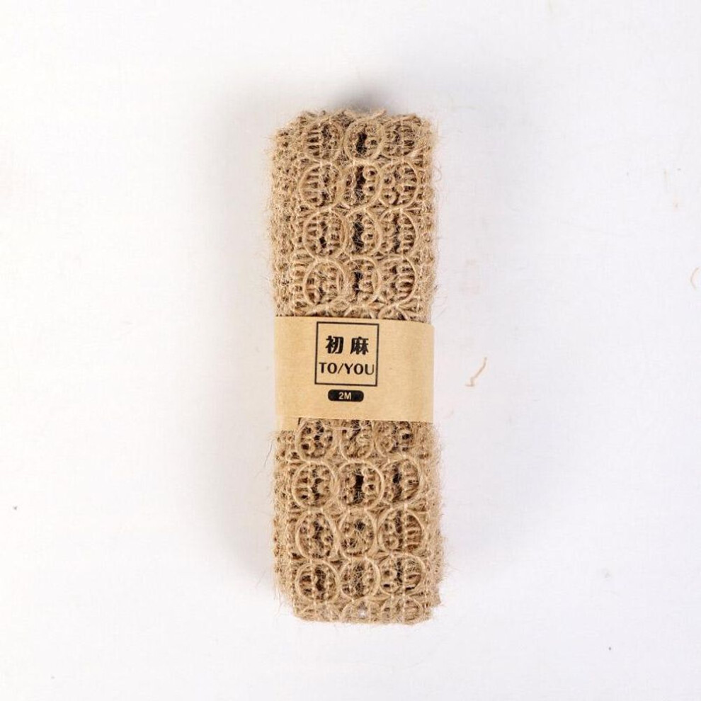 (H) Festival Decoration Crafts Natural Ribbon Jute Burlap Diy Party Supplies Hemp Ribbon Gift 2m/roll