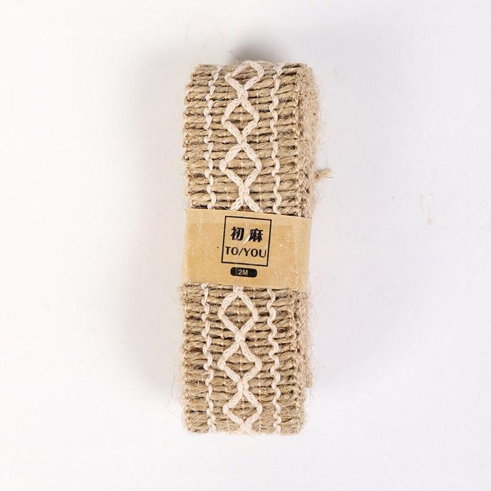 (F) Festival Decoration Crafts Natural Ribbon Jute Burlap Diy Party Supplies Hemp Ribbon Gift 2m/roll