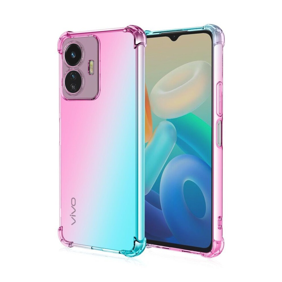 (,, Vivo Y93s) Clear Cute Gradient Phone Case Slim Anti Scratch Flexible Tpu Cover Shockproof Protective Case For Vivo Y50t Y53s Y76s Y78 Y91 Pink/Green 3533883135561