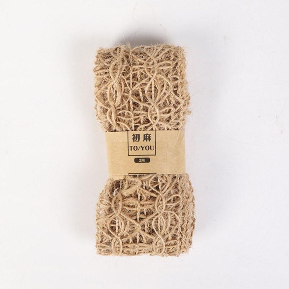 (E) Festival Decoration Crafts Natural Ribbon Jute Burlap Diy Party Supplies Hemp Ribbon Gift 2m/roll