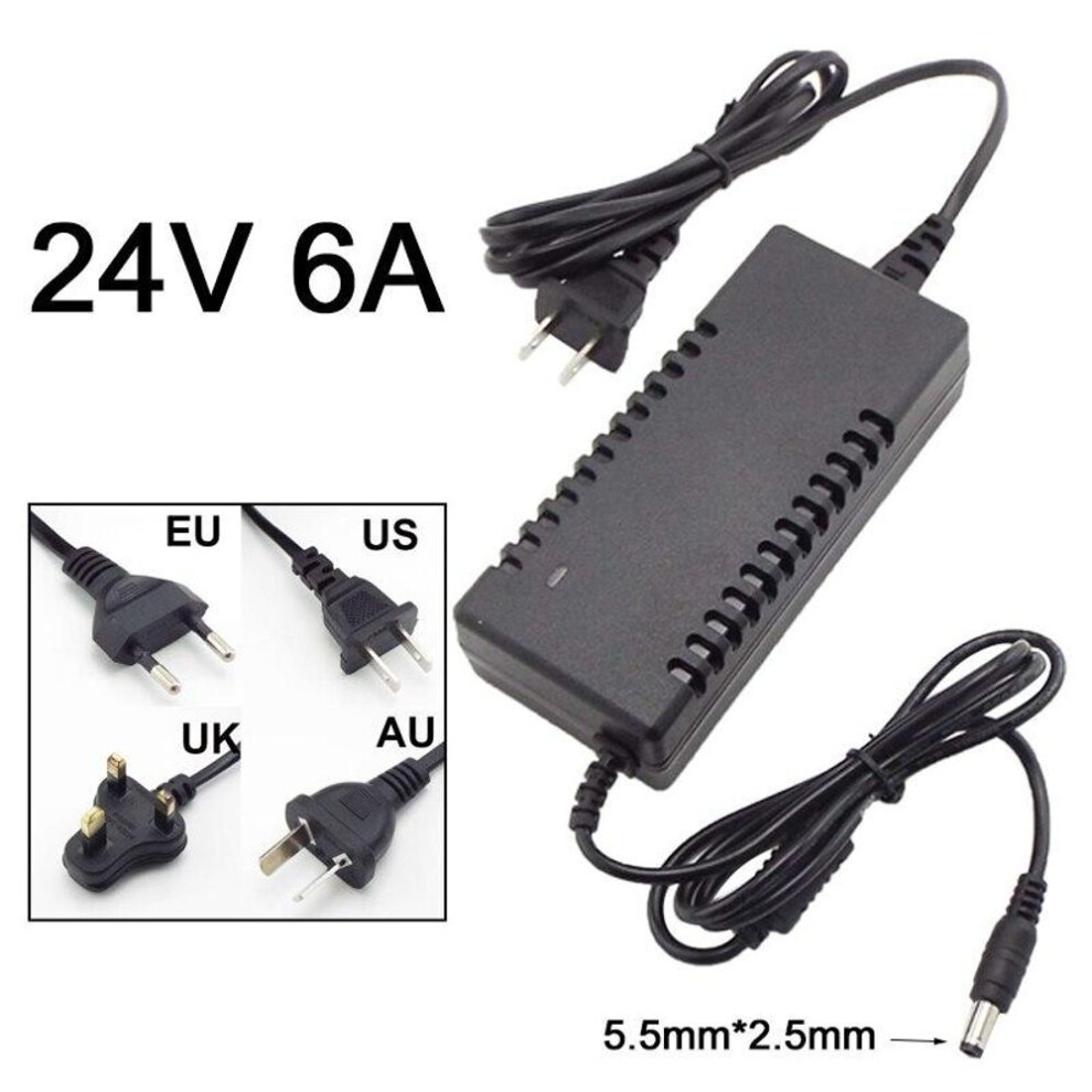 (black, 24V 6A EU Plug) 24v 6a 6000ma Ac 110v 220v To Dc 24v 6a Adapter Power Supply Converter Charger Switch Led Transformer Charging