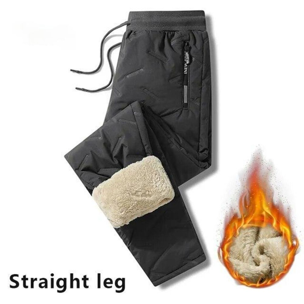 (dark grey, 2XL) Winter Sweatwear Men Plush Thick Fleece Sweatpant Lambswool Thermal Trousers Casual Pants Waterproof Windproof Warm Cotton Pants