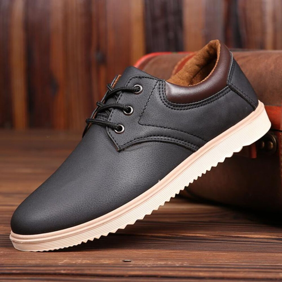 (black, 40) Autumn/Winter Men&apos;s Anti Slip Work Shoes Waterproof Casual Leather Shoes Korean Edition Youth Men&apos;s Shoes Versatile Fashion Shoes