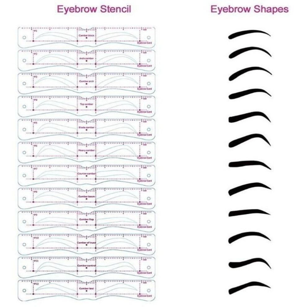 12pcs/set Reusable Eyebrow Stencils Eye Brow Drawing Guide Styling Shaping Grooming Template Card