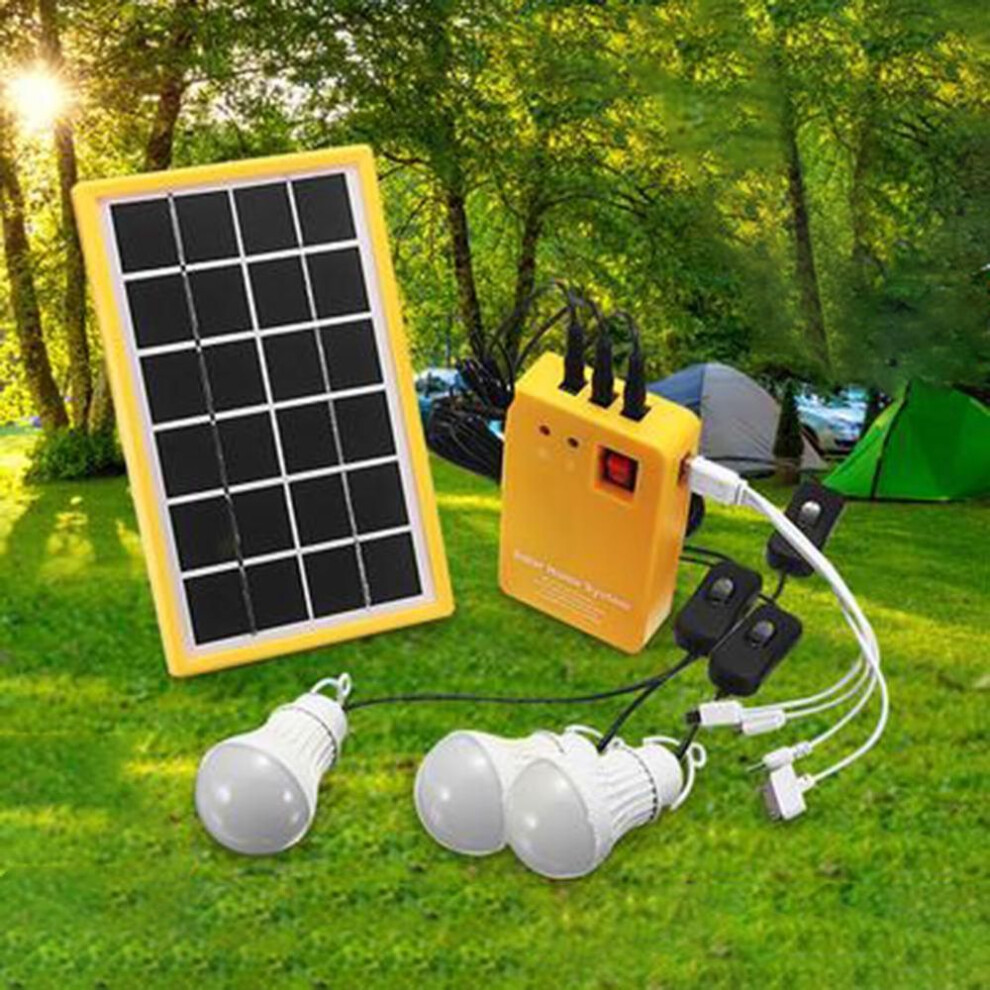 (as the picture, one size) Daydreamer Outdoor Sport Item Portable Solar Panel Electric Generator 3 Led Bulb Power System Kit