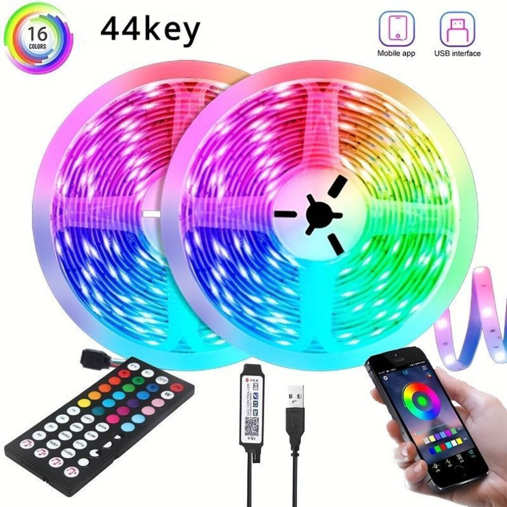 (multicolor, 44KeyBluetooth-5M) 24keys Led Strip Lights, Rgb 5050 Lamp With Remote Control  Usb 5v Bedroom Decoration Music Christmas Lights For Room Home Decor