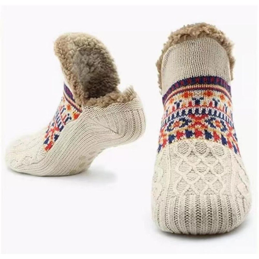 (beige, 43-45) Fall And Winter Floor Socks Home Warm Women Men Socks Snow Socks Sleep Carpet Socks Slippers Socks Men Non-slip Yoga Socks