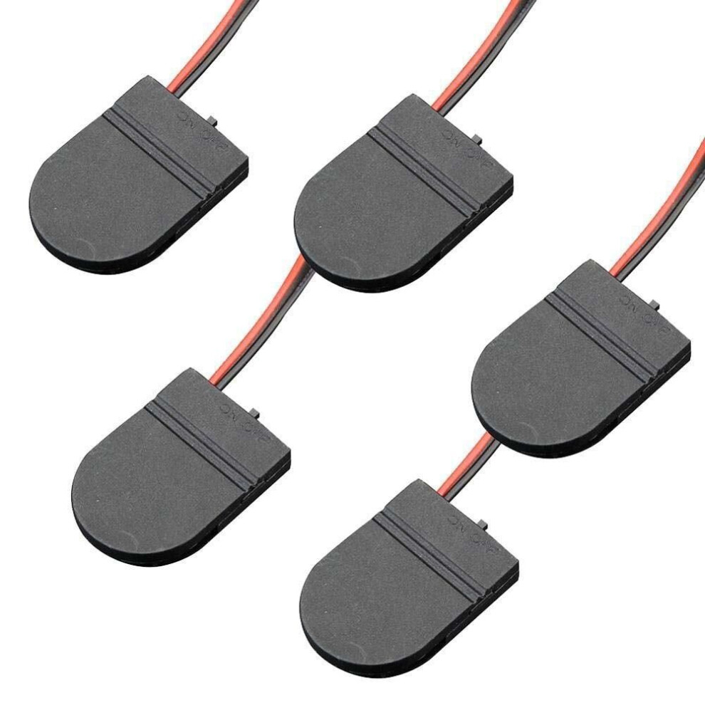 (black) 5pcs Cr2032 Button Coin Cell Battery Socket Holder Case Cover With On-off Switch 3v Battery Storage Box Batteries Container