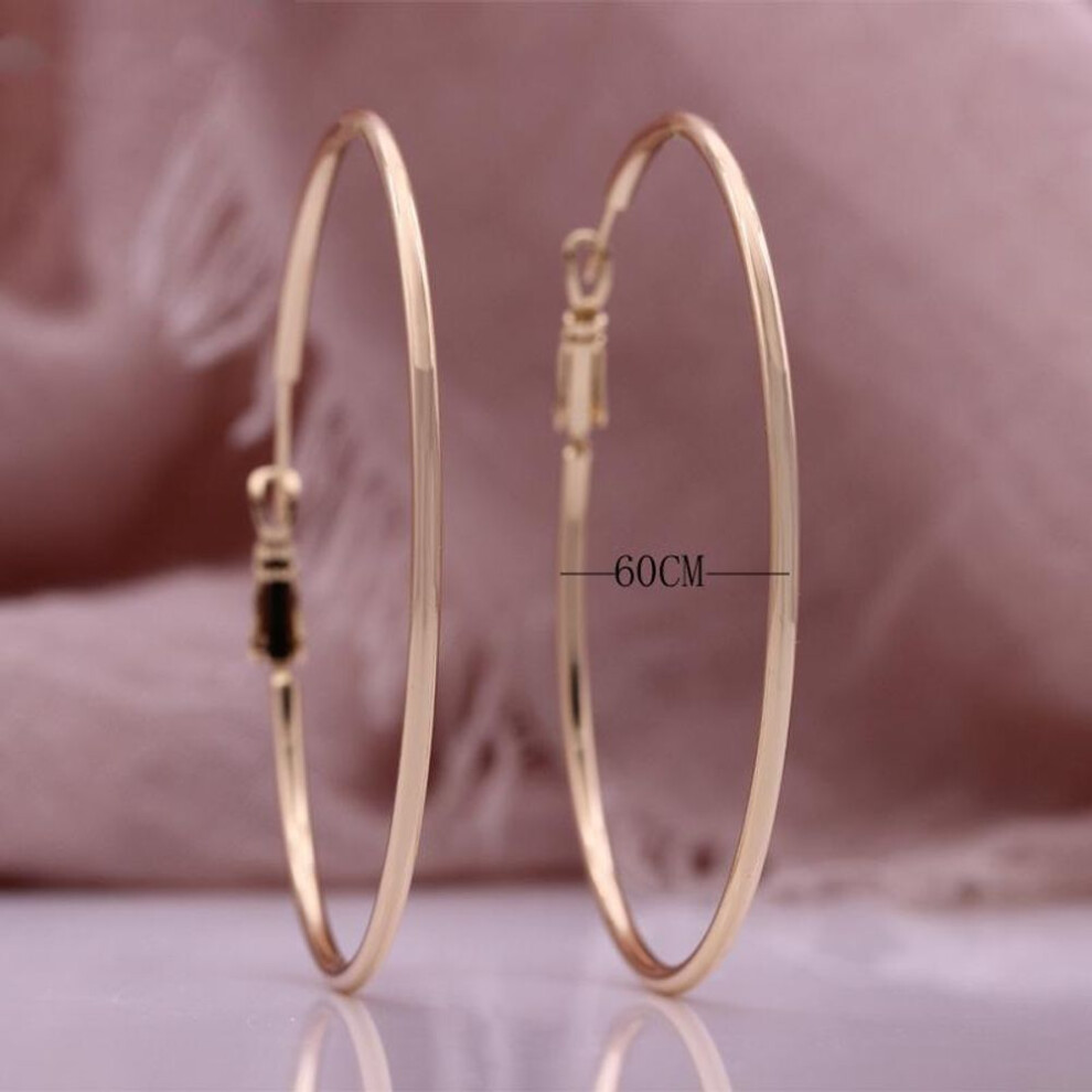 (rose gold, 6cm) Large Hoop Earrings Trendy Fashionable Personalized Magazine Style Exaggerated Circle Punk Style Earrings