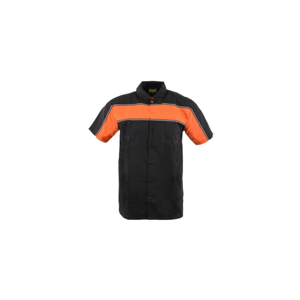 Biker Clothing Co. MDM11673 T-shirt de moto à manches courtes noir et orange pour homme
