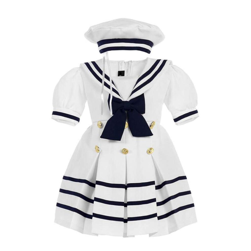 Robe de marin nautique pour bébé fille iGirlDress avec chapeau 3T Blanc