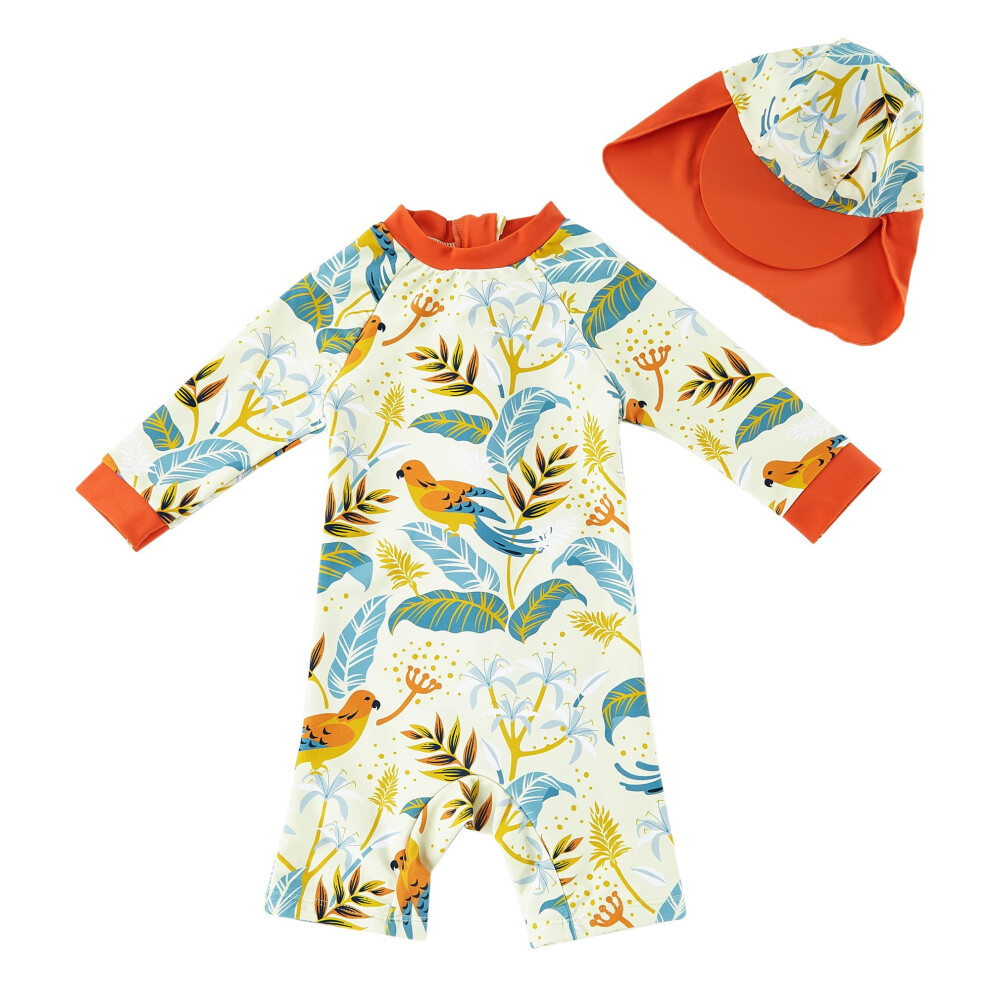 upandfast Combinaison de soleil une pièce zippée pour bébé/jeune fille avec chapeau de soleil UPF 50