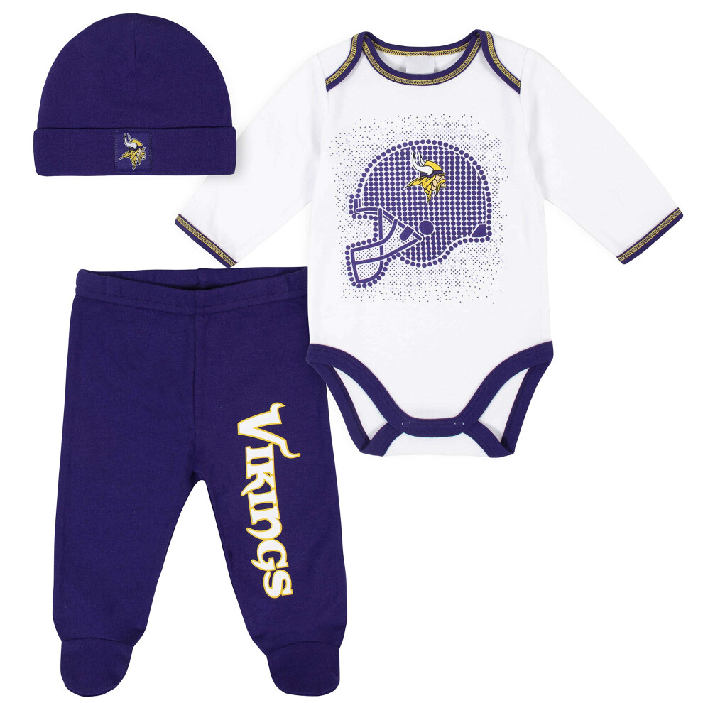 Gerber NFL baby boys Registry Gift Set 3 Pack BODYSUIT FOOTED PANT AND CAP  Team Color  6-9M US