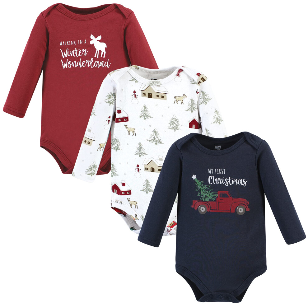 Body unisexe en coton à manches longues pour bébé Hudson Baby, garçon, Holiday Village, 6 à 9 mois