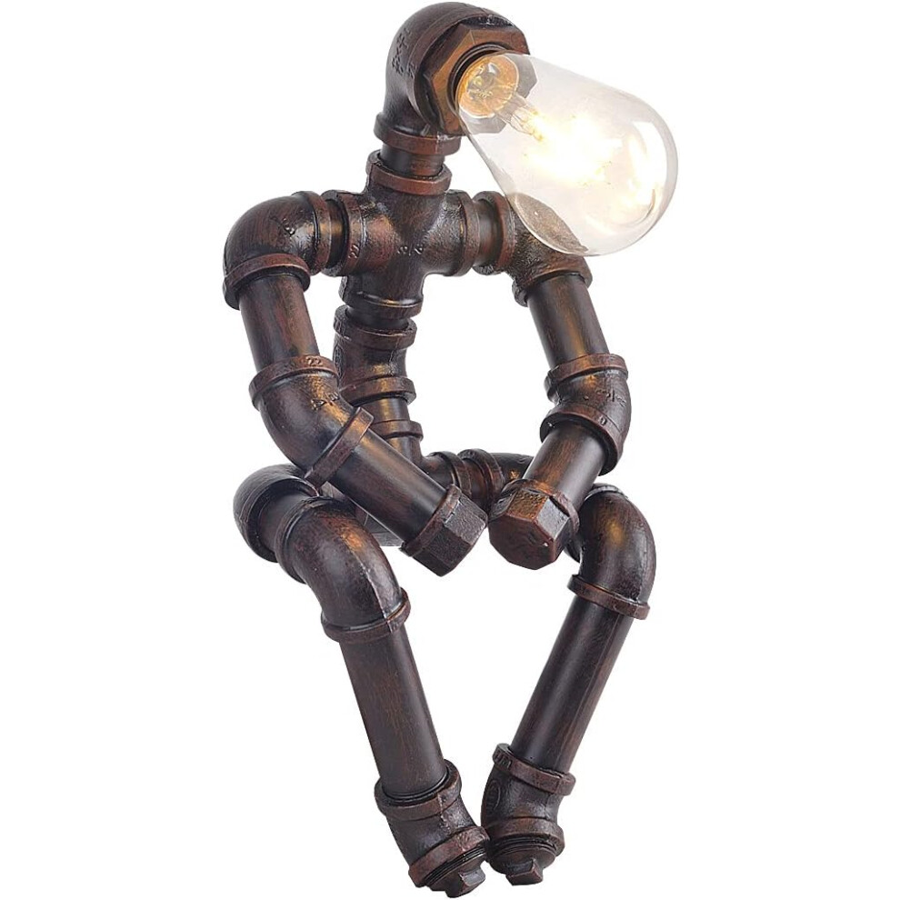 (?Rust-style B ) Water pipe table lamp robot style - retro industrial steampunk country style table lamp